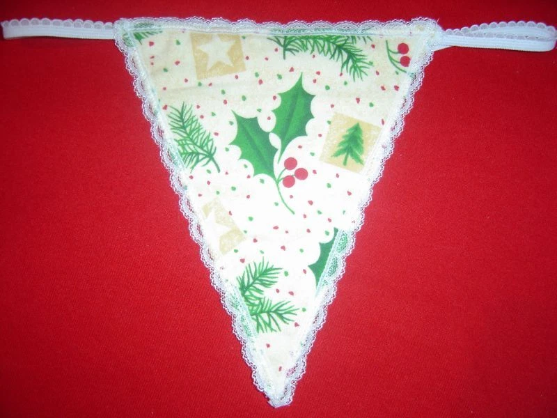 Nuevo Tanga Mujer Franela NAVIDAD ACEBO Flores Floral Tanga Ropa Interior Foto 1 de 1