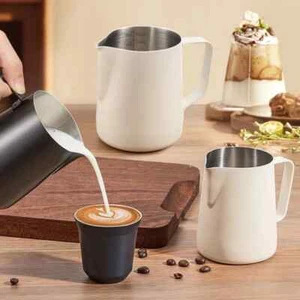 Stainless Steel Milk Frothing Jug Latte Art Pitcher Barista Steaming Cup Spout - Picture 1 of 12
