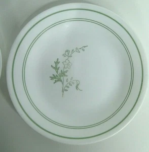 2 Corelle FLORAL SPRAY 6 3/4" DESSERT/BREAD PLATE Green Flower Corning USA - Picture 1 of 4