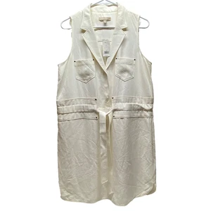 Vestido para mujer Banana Republic sin mangas con corbata delantera 12 blanco marfil $130 nuevo con etiquetas - Imagen 1 de 11