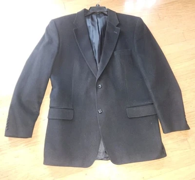 Tasso Elba Men’s Sport Coat Blazer Suit Jacket 100% Cashmere Black Sz 46L*GUC  - Image 1 of 4