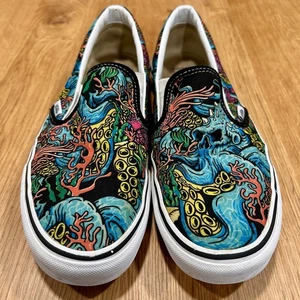 Vans Slip On Limited Edition Skull Spiked Octopus Ocean Coral Sneaker M9, W10.5 - Picture 1 of 6