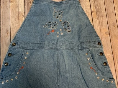 Mono de vestir Christopher and Banks vintage 2001 para mujer M Jean con calcomanía de gatos Foto 1 de 4