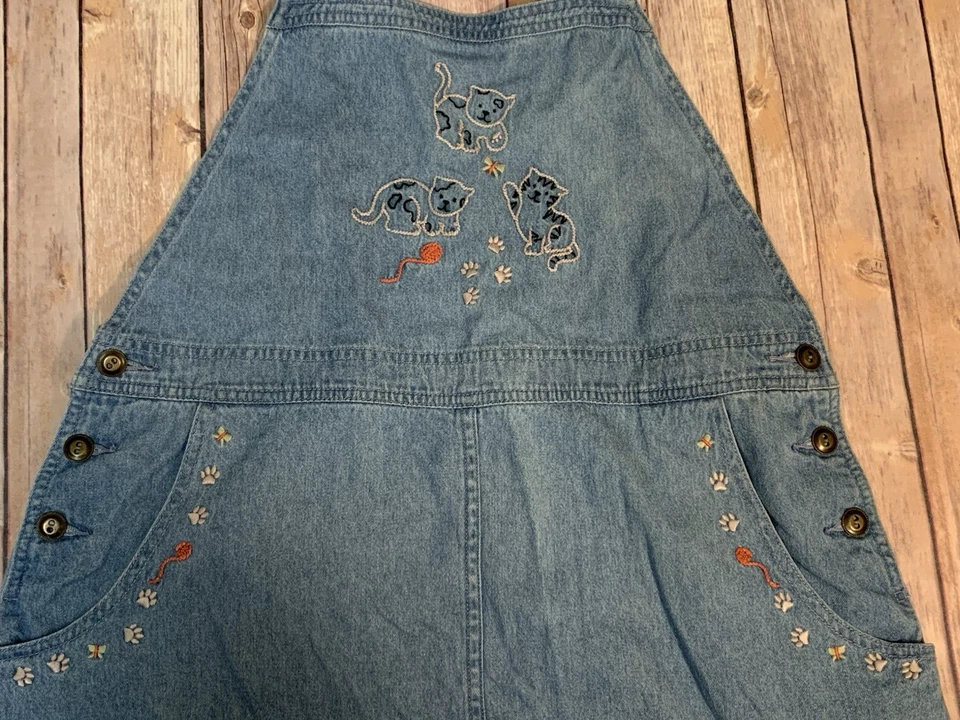 Mono de vestir Christopher and Banks vintage 2001 para mujer M Jean con calcomanía de gatos Foto 1 de 4