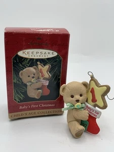 Vintage 1997 Hallmark Keepsake Christmas Ornament Baby’s First Christmas Bear - Picture 1 of 11