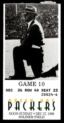 Brett Favre HOF Packers Career Start #109 1998 vs Bears Ticket Stub - Image 1 of 2