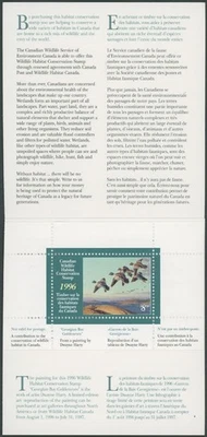 1996 年加拿大联邦 WILDLIFE Habitat CONSERVATION,GOLDENEYES,VD.#FWH12 — 第 1/2 张图片