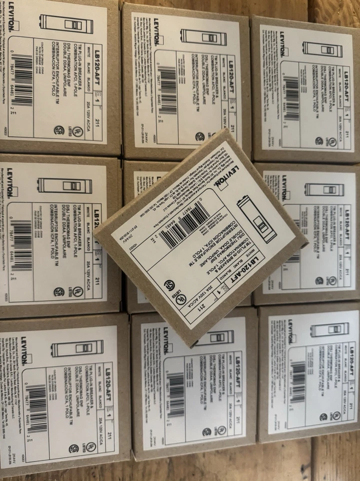 Leviton LB120-AFT 1-Pole 20 Amp Arc Fault Breakers 120V Ship