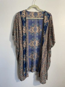 Gypsy Love Womens Size MED Kimono Top Cardigan Mix Print Boho Paisley Oversized - Picture 1 of 8
