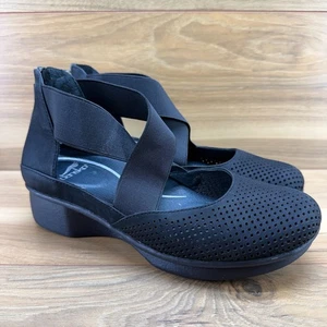 Dansko Laura Perf Wedge Comfort Pumps Womens 9 EU 39 Black Nubuck Back Zip - Afbeelding 1 van 11