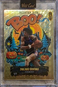 Wild Card Haunted Hits 2025 Julius Erving Gold Vinyl ¡Boo! True 1/1 - Imagen 1 de 2
