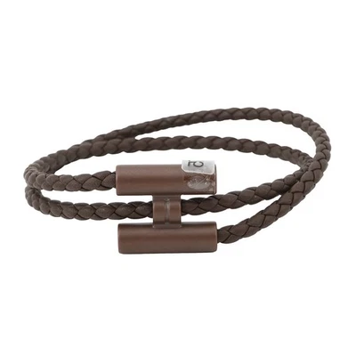 Pulseira HERMES Tourni Tresse Swift Couro/Metal Thor Marrom - Imagem 1 de 4