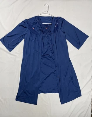 Camisón Shadowline vintage mediano azul marino encaje medio sin cordones y encubrimiento años 70 Foto 1 de 4