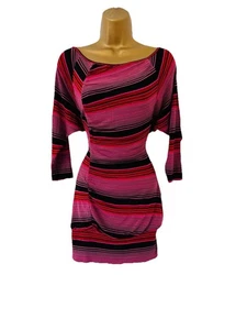 Vintage Y2K Miss Sixty Size XS Mini Dress Jersey 2000’s Baby Doll Striped Purple - Picture 1 of 7