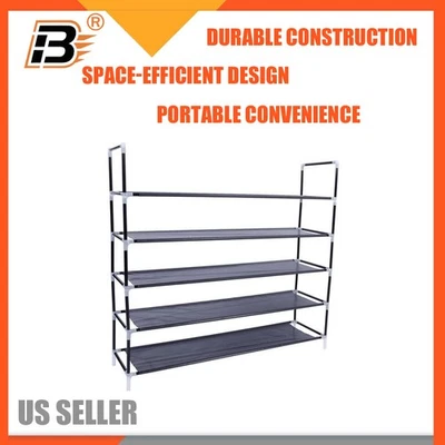 Стойка для обуви 5 слоев органайзер для хранения башня полка черная - Изображение 1 из 4