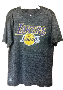 NBA LAKERS T-Shirt Erwachsene Medium schwarz meliert Performance Basketball doppeltes Logo - Bild 1 von 22