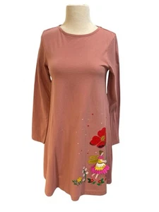 11/12Y Mini Boden youth mauve sheath dress with fairy carrying flower appliqué - Picture 1 of 8