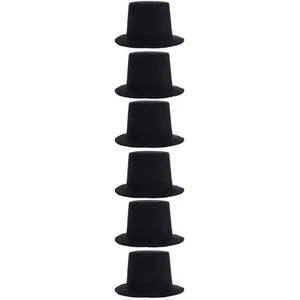 6 Pcs DIY Mini Doll Tops Hats Craft Black Mini Black Tops Hats for Snowman Doll - Picture 1 of 12