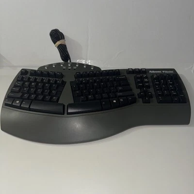 Fellowes Microban KU-9938 Ergonomic Keyboard Split Design USB Wired Gray Thock - Image 1 of 4