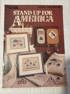 Vintage Leisure Arts STAND UP FOR AMERICA Counted Cross Stitch 768 Leaflet - Picture 1 of 2