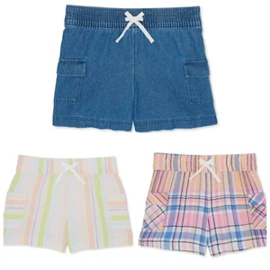 Lot Of 3 Girls Size M 7/8 Pull On Shorts Elastic Waist Pockets Denim Linen New - Picture 1 of 10