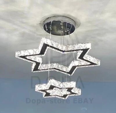 Lampadario Sospensione LED 85W Doppia Stella Cristallo con 3 Tonalità Luce IP20 - Immagine 1 di 4