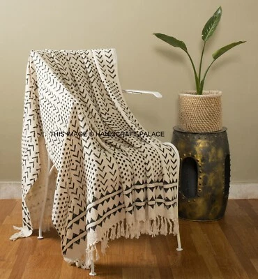 Bloque de mano de algodón decorativo para el hogar sofá cama borla manta mujer mantón envolvente Foto 1 de 3