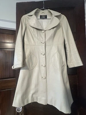 Abrigo vintage de imitación de cuero crema (XS/S) Foto 1 de 4