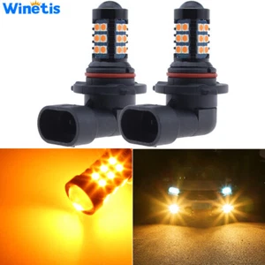 2X H10 9005 Amber Yellow LED Bulbs 30-SMD 3030 High Beam DRL Light Super Bright - Picture 1 of 8