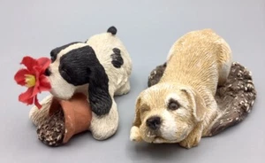 Estatuillas Sandicast Amarillas Labrador y Cocker FIRMADAS Sandra Brue Adorables Bonitas - Imagen 1 de 12