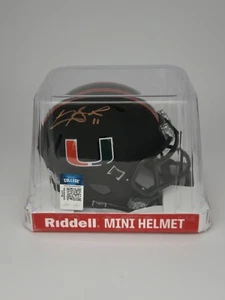 Carson Beck Miami Hurricanes Signed Black Alternate Mini Helmet Beckett Witness - Picture 1 of 6