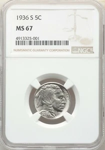 1936-S Buffalo Nickel MS-67 NGC  - Picture 1 of 2
