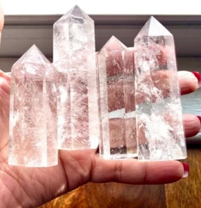 Natural Clear White Quartz Healing Obelisk Crystal Wand Tower Point Decor Gifts - Picture 1 of 5