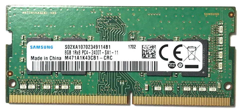 Samsung 8GB 1Rx8 PC4-2400T-SA1-11 DDR4 SO-DIMM M471A1K43CB1-CRC - Image 1 of 1