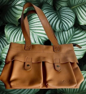 Herbal Heaven Soft Thick Slouch Leather Handbag Two Outside Strap Pouches EUC - Picture 1 of 5