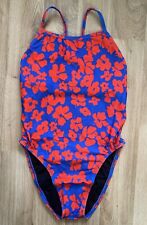 JOLYN 28 BARNEY Chevy Fixed Back One Piece Red Flower Swimsuit EUC LN