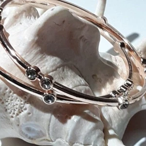 Rose Gold-Tone Crystal-Studded Bangles Set Of 2 - Picture 1 of 4