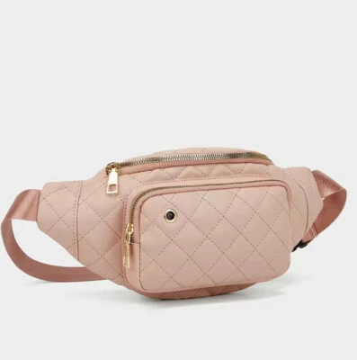 Belt Bag Pink Adjustable Strap Waist Bag Fanny Pack Crossbody Quilted Mauve New - Image 1 of 4