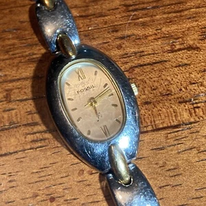 Vintage Fossil Damenuhr ES-9530 bicolor elegantes Band läuft mit neuem Batt - Bild 1 von 7