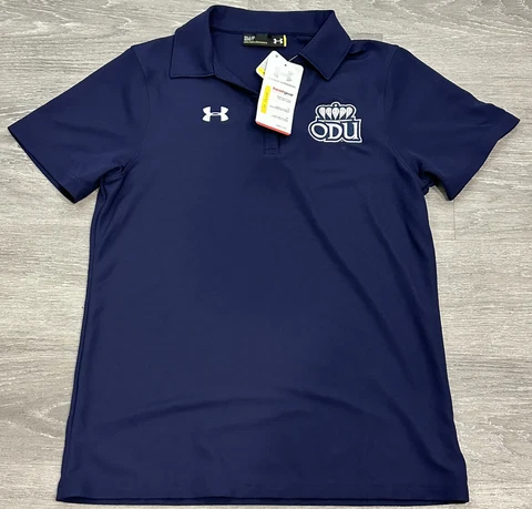 New Women’s Under Armour Old Dominion Monarchs ODU Polo Small Navy Blue Cover