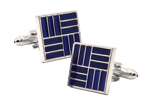 Puño de regalo de cumpleaños oficina esmaltado azul y plata para hombre eslabones de GEMELOS DIRECTOS - Imagen 1 de 9