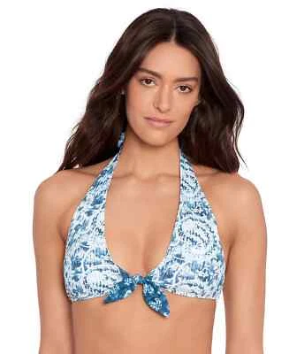 Sujetador de bikini halter delantero mezcla estampado índigo Lauren Ralph Lauren L110649 talla 16 Foto 1 de 3
