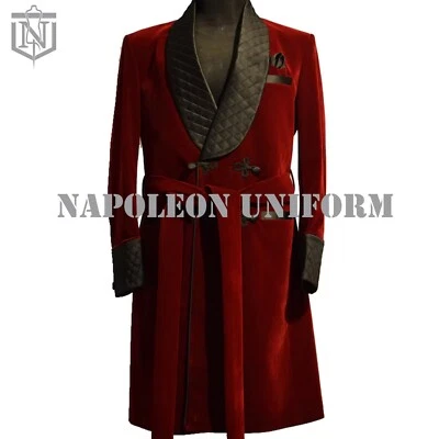New Men's Maroon Smoking Velvet Jacket ,Wedding Party Wear Long Coat Fast Ship - Image 1 of 4