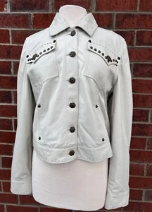 Double D Ranch Jacke weiß Leder Nieten Western verziert Größe L - Bild 1 von 9