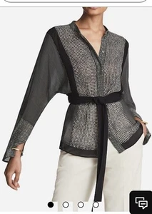 REISS Kyria Mixed Print Blouse Top Casual Size 10 AU RRP $165 Office Casual - Picture 1 of 12