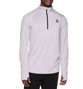 Reebok Quarter Zip Long Sleeve Top Grey Men's Size XXXL or 3XL Slim Fit - Picture 1 of 8