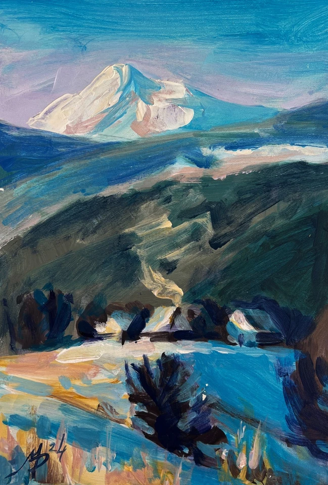 亚克力绘画冬季温暖舒适 M. Patskan 无框原版 nAAA4822 — 第 1/4 张图片