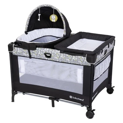 Baby Trend Nursery Den Playard w/ Snooze Pod & Flip Over Changer, Hidden Jungle - Image 1 of 4