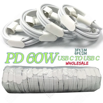 60W PD Data Cable For i-Phone 17 15 Pro 16 Plus Type C to USB C Fast Charger Lot - Image 1 of 4