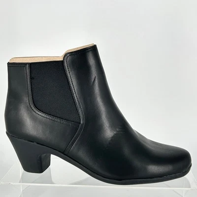 Botas de tornozelo Easy Spirit tamanho 12 couro preto NOVAS Caelan femininas - Imagem 1 de 4